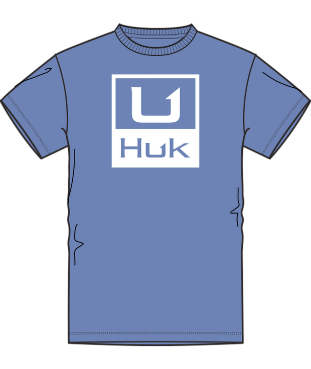 HUK Stacked Logo Short Sleeve Tee- Wedgewood Periwinkle