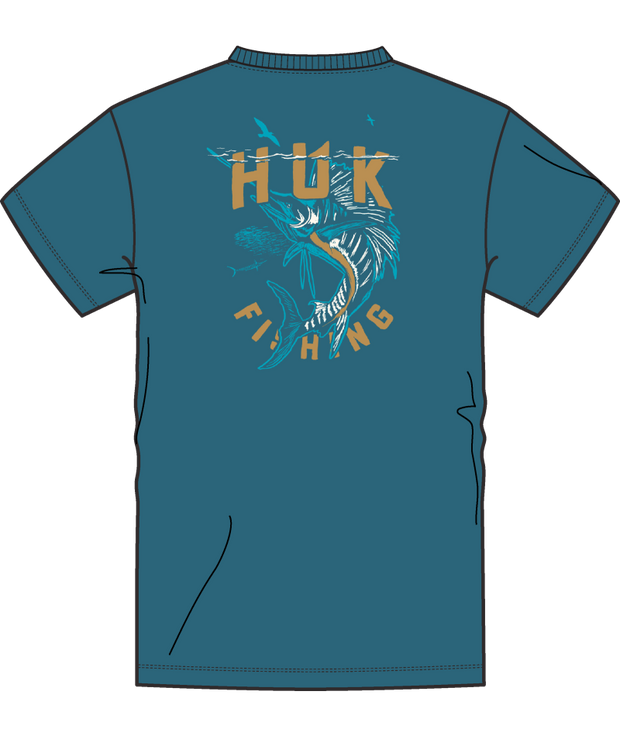 HUK Sail Fight Short Sleeve Tee- Tapestry Teal - CLEARANCE