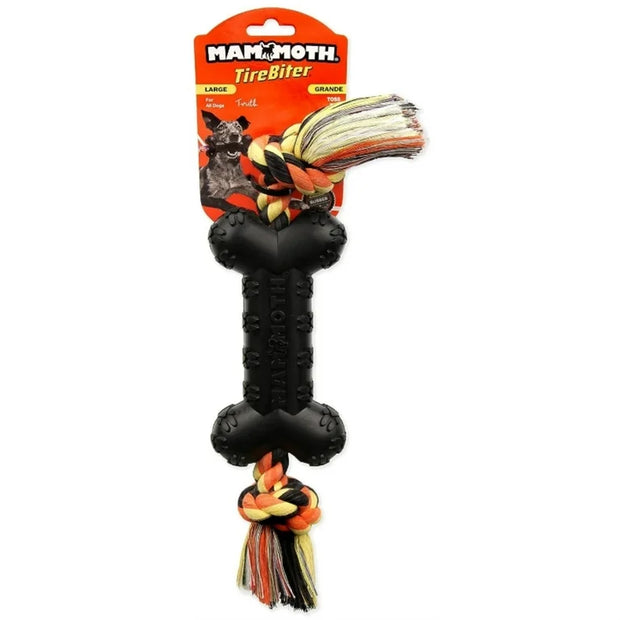 MAMMOTH PET TireBiter 2 Bone with Rope Dog Toy