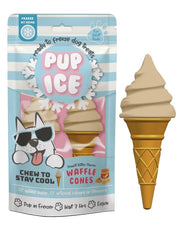 Pup Ice Waffle Cone Ready to Freeze Dog Ice Cream -2 Pk Vanilla and Peanut Butter Flavor