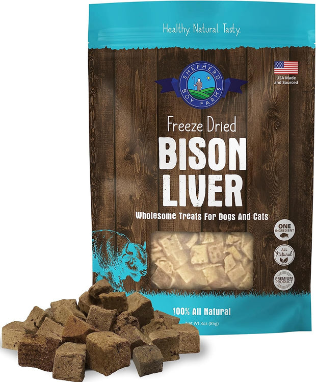 Shepherd Boy Farms Freeze Dried BISON LIVER TREATS FOR DOGS & CATS