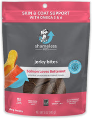 SHAMELESS PETS Salmon & Butternut Squash Jerky Bite Dog Treats