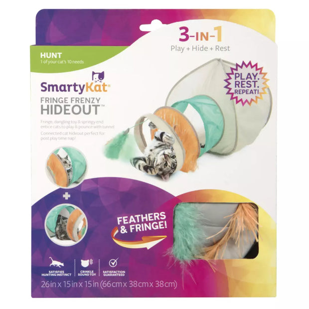 Smarty Kat Fringe Frenzy Cat Hideout 3 -in-1 Play +Hide +Rest Cat Toy