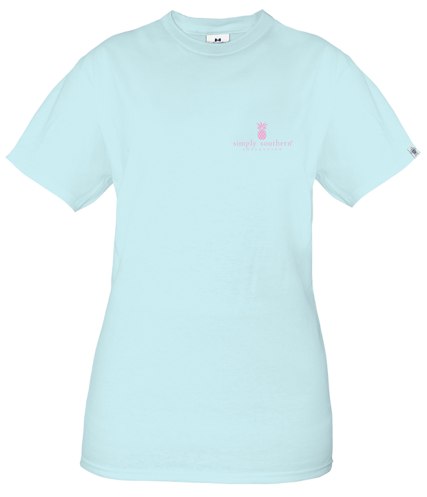Simply Southern Take Me Ice Blue Short Sleeve Shirt - CLEARANCE