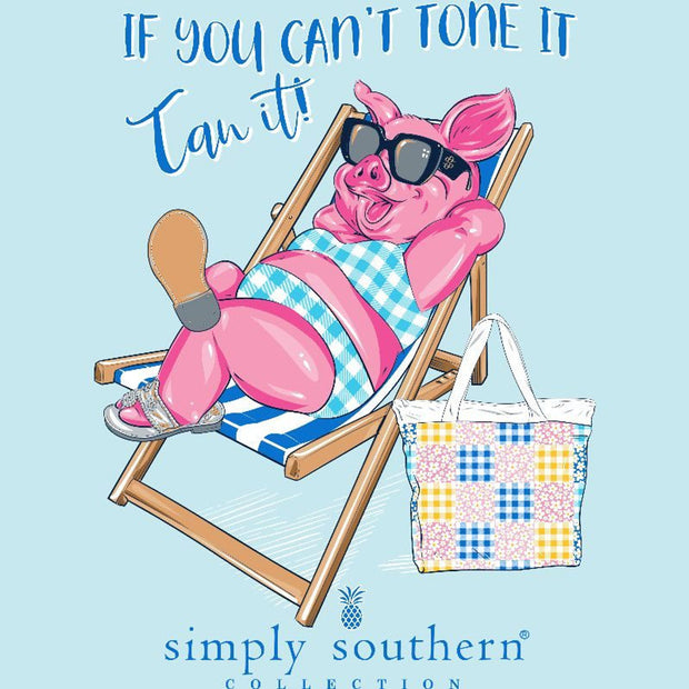 Simply Southern Tan Pig Ice Blue Short Sleeve Shirt - CLEARANCE