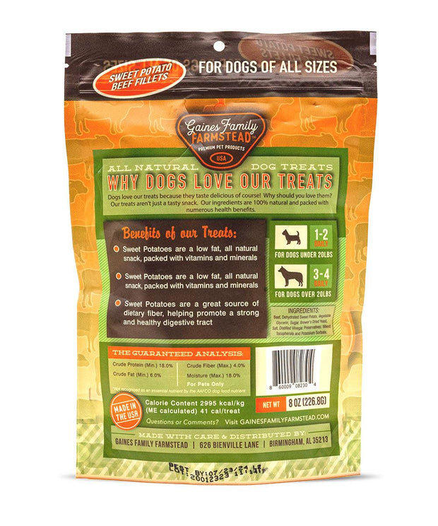 Gaines Family Farmstead Sweet Potato and Beef Fillets Dog Treats - 8 Oz