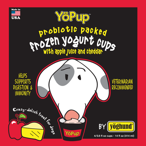 YoPup Frozen Yogurt for Dogs-Apple Juice and Cheddar- 4/3.5 Fl Oz Cups