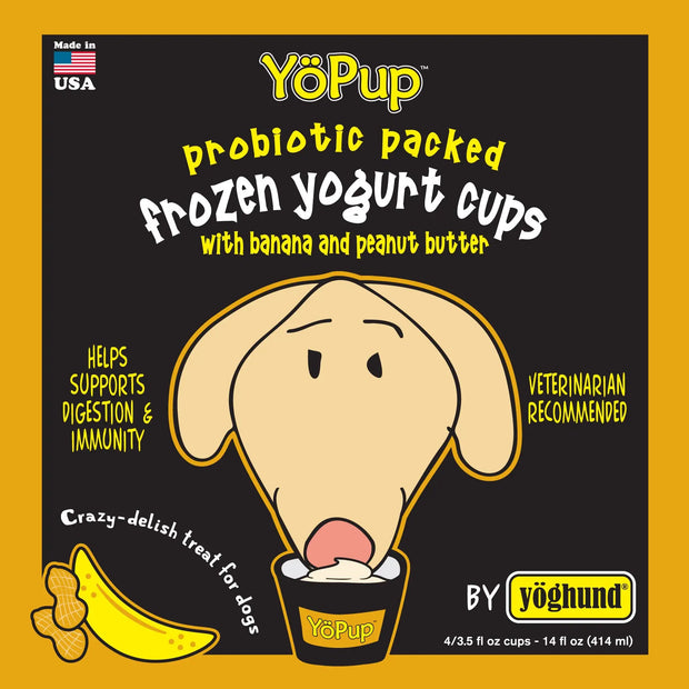 YoPup Frozen Yogurt for Dogs-Banana and Peanut Butter- 4/3.5 Fl Oz Cups