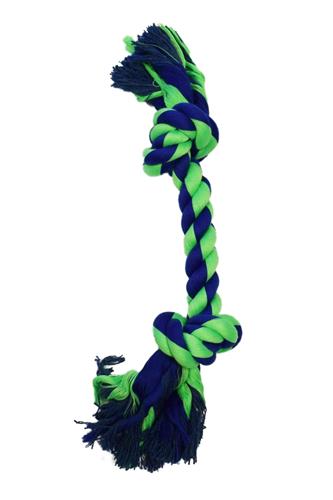 Amazing Pet 2 Knot 14" Rope Bone Dog Toy - Blue/ Green