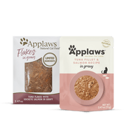 Applaws Natural Cat Food- Tuna Fillet Flakes with Salmon in Gravy Recipe 2.47 Oz