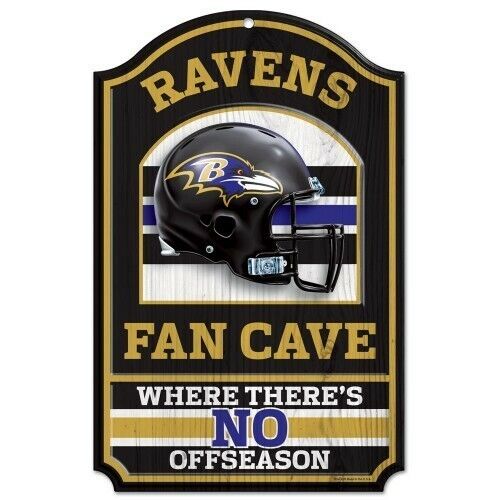 Baltimore Ravens Official NFL Fan Cave Wood Sign