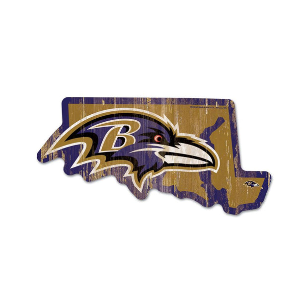 Wincraft Baltimore Ravens Maryland Gold State Wood Sign
