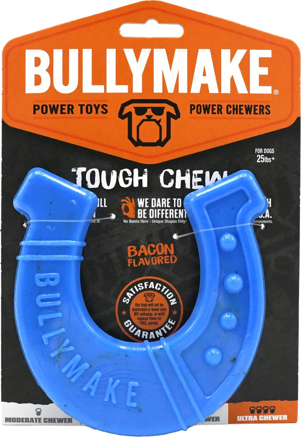 Bullymake Horse Shoe Power Toy for Power Chewers Dog Toy- Bacon Flavor