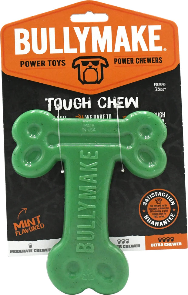 Bullymake T- Bone Power Toy for Power Chewers Dog Toy- Mint Flavor