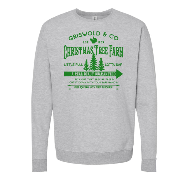 DK Handmade 'Griswold & Co Christmas Tree Farm' Heather Gray Crew