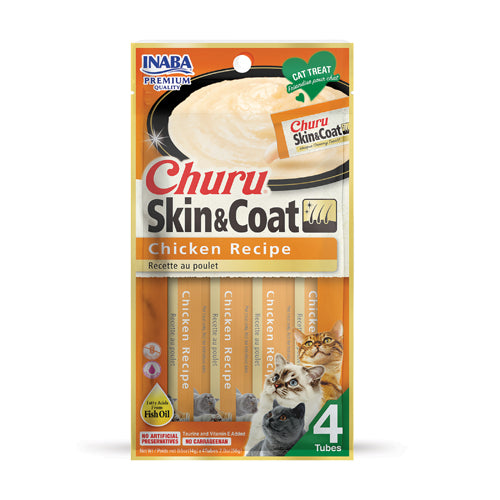 Inaba Churu Lickable Skin & Coat Cat Treat- Chicken Recipe