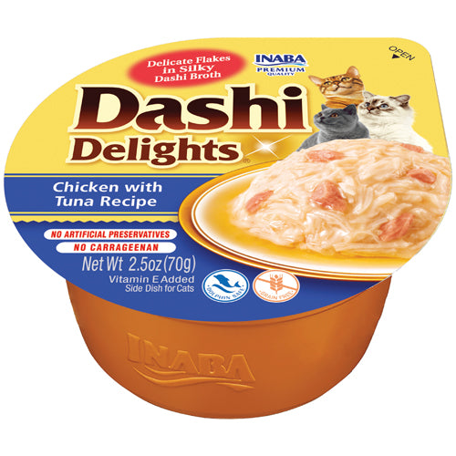 Inaba Churu Dashi Delights Flakes in Broth- Chicken & Tuna Recipe 2.5 Oz