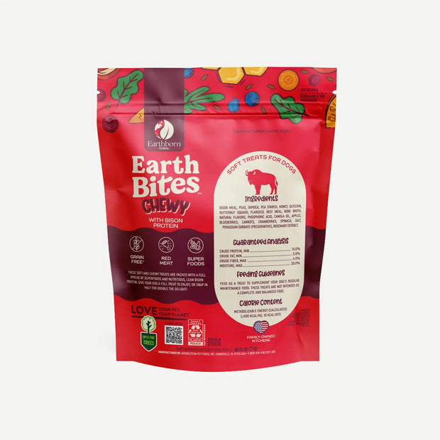EARTHBORN HOLISTIC Earthbites Bison Recipe Grain Free Soft and Chewy Dog Treat