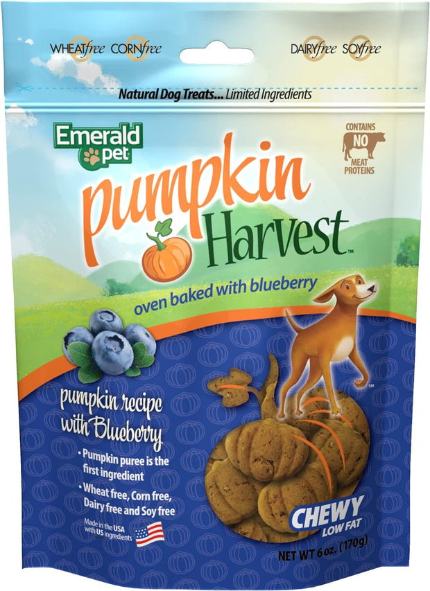 EMERALD PET Pumpkin Harvest Chewy Dog Treats- Pumpkin & Blueberry