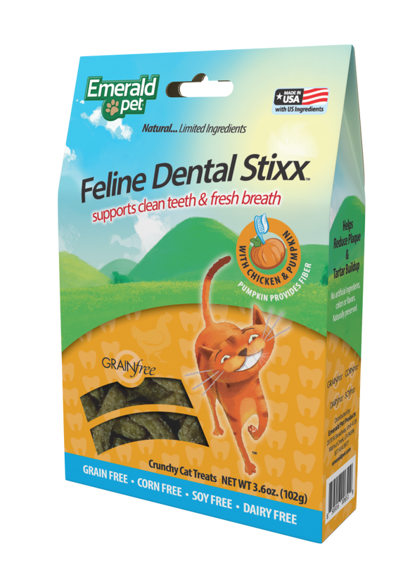 EMERALD PET Feline Dental Stixx Grain Free Cat Treats, 3.6 Oz