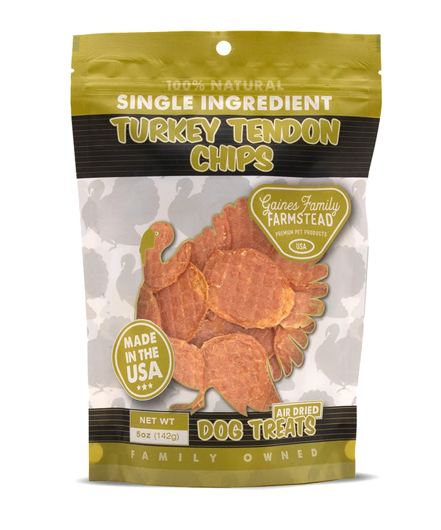 Gaines Family Farmstead Air Dried Turkey Tendon Chips Dog Treats - SINGLE INGREDIENT