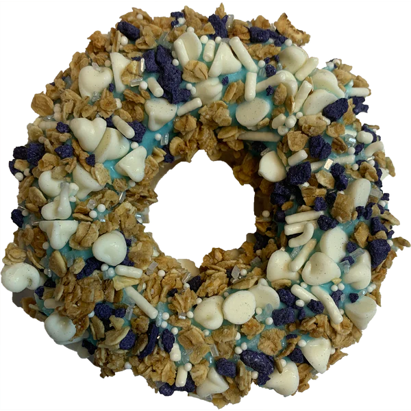 K9 GRANOLA- Gourmet Donut Dog Treat -Crunchy Cobbler Blueberry 3"