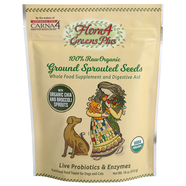 Carna4 Sprouted Seeds Plus with Sprouted Broccoli Flora4 Organic Sprouted Seeds Supplement- For Dogs and Cats