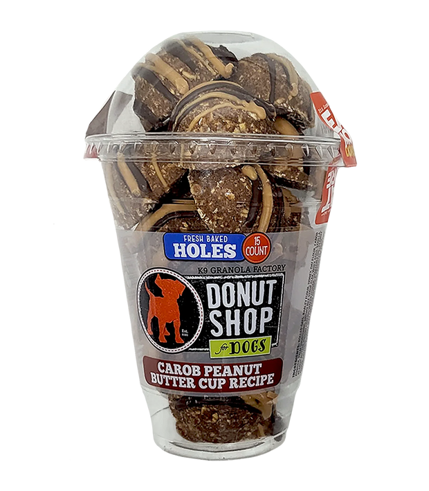 K9 GRANOLA Donut Holes, Carob Peanut Butter Recipe Dog Treats 15ct