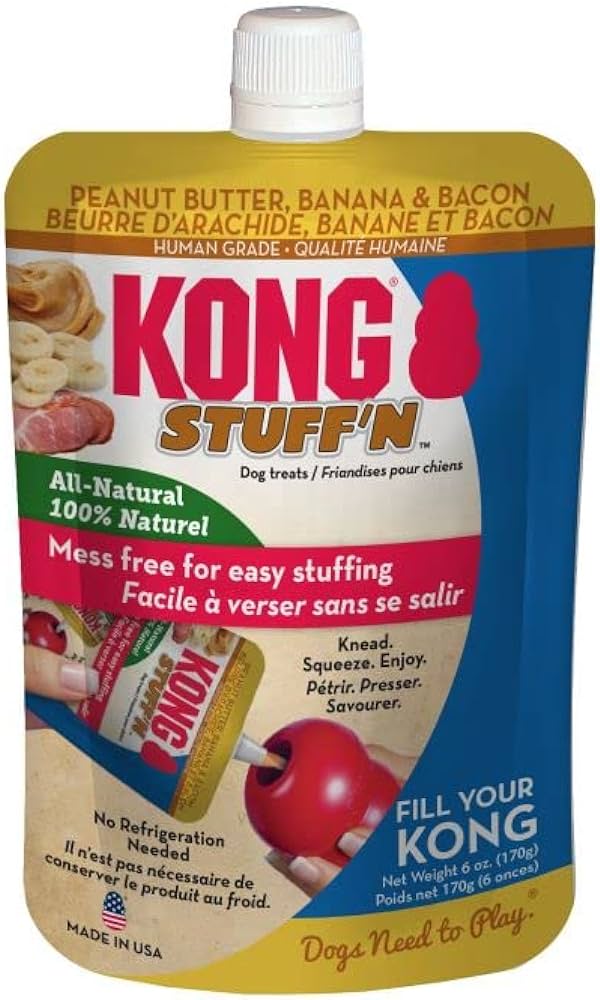 Kong Stuff'N All Natural Peanut Butter, Banana, and Bacon Lickable Dog Treat, 6 Oz