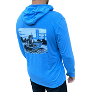 LAKE&LURE JON SQUATCH ROAMER, Triblend Long Sleeve- Azure Blue/White