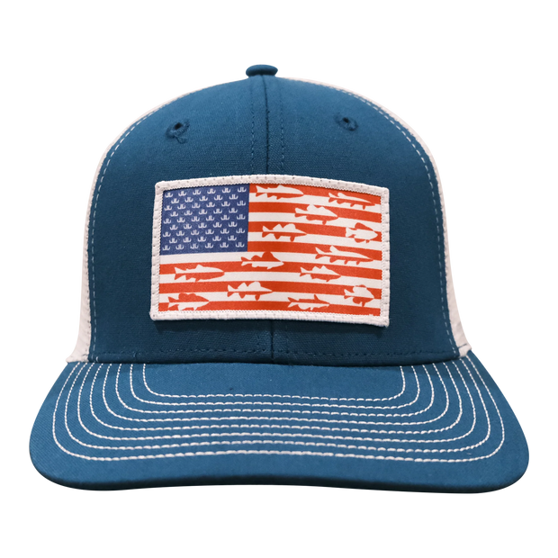 LAKE&LURE Patriot Fish Canvas Hat- Smoke Blue