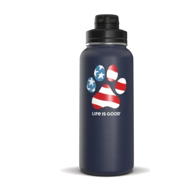 Life is Good Americana Dog 32 Oz Stainless Steel Water Bottle
