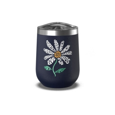 Life is Good Superpower Daisy 12 Oz Stainless Steel Wine Tumbler