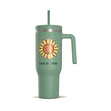 Life is Good Vintage Sunflower 40 Oz Tumbler with Handle