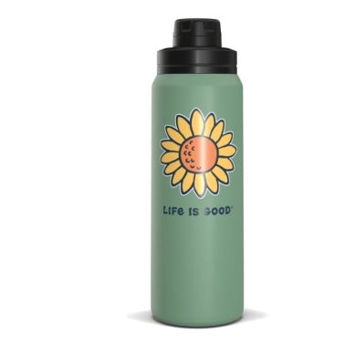 Life is Good Vintage Sunflower Stainless Steel Water Bottle