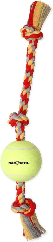 MAMMOTH PET Interactive Knot Tug Flossy Chew with Tennis Ball Dog Toy