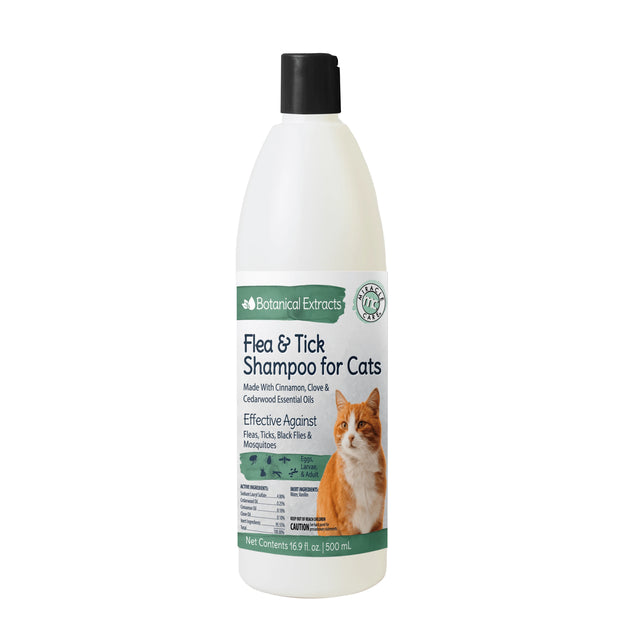 Miracle Care Flea and Tick Shampoo for Cats-Powered by Natural Enzymes- 16.9 Fl Oz