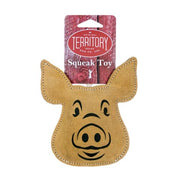 Original Territory 7" Pig Natural Leather Tug Dog Toy