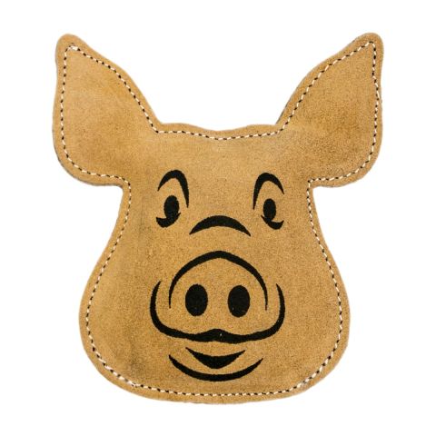 Original Territory 7" Pig Natural Leather Tug Dog Toy