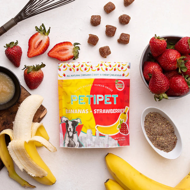 Petipet Bananas and Strawberries Plant Based Soft & Chewy Dog Treats