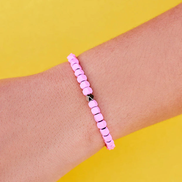 Pura Vida Pink Hematite Stretch Bracelet