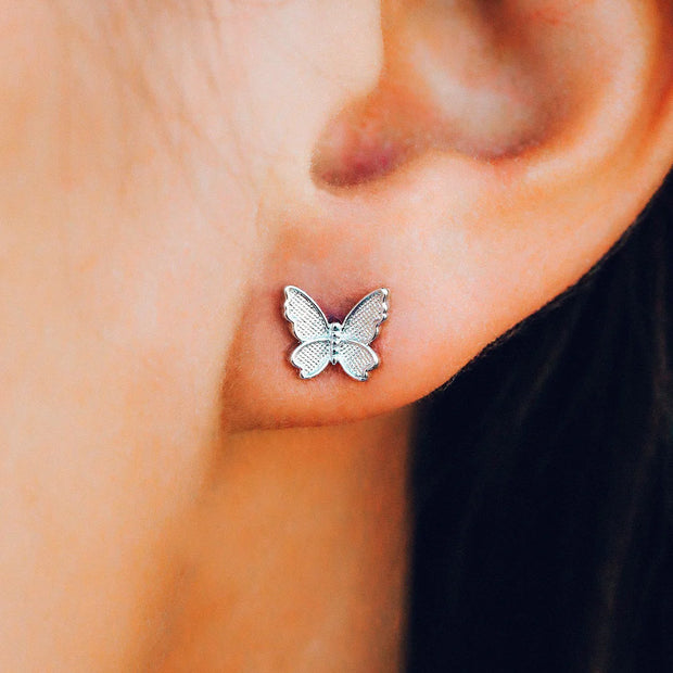 Pura Vida Butterfly in Flight Silver Earrings