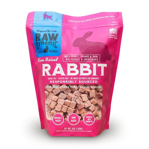 RAW DYNAMIC Rabbit Frozen Raw Cat Food-  Pick up or Local Delivery Only