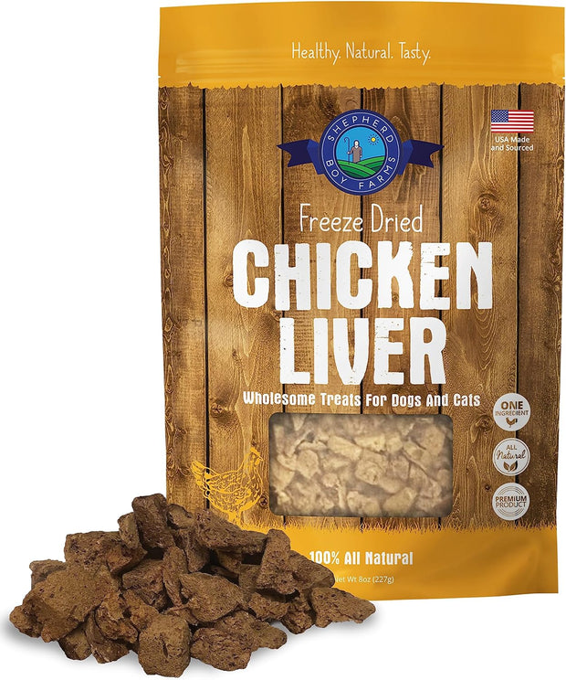 Shepherd Boy Farms Freeze Dried CHICKEN  LIVER TREATS FOR DOGS & CATS