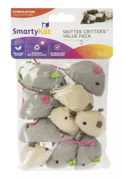 Smarty Kat Skitter Critters Catnip Mice Cat Toys with Catnip- Pack of 10