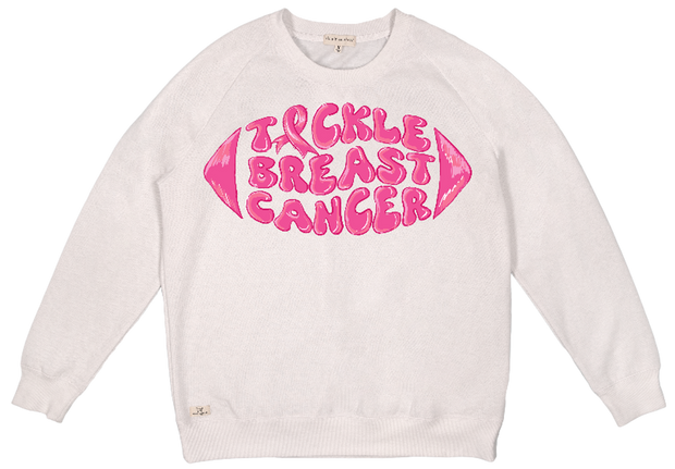Simply Southern Tackle Cancer White Crew Sweatshirt