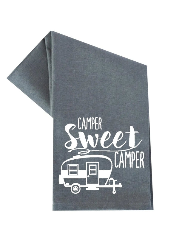 DK Handmade 'Camper Sweet Camper' Gray Tea Towel