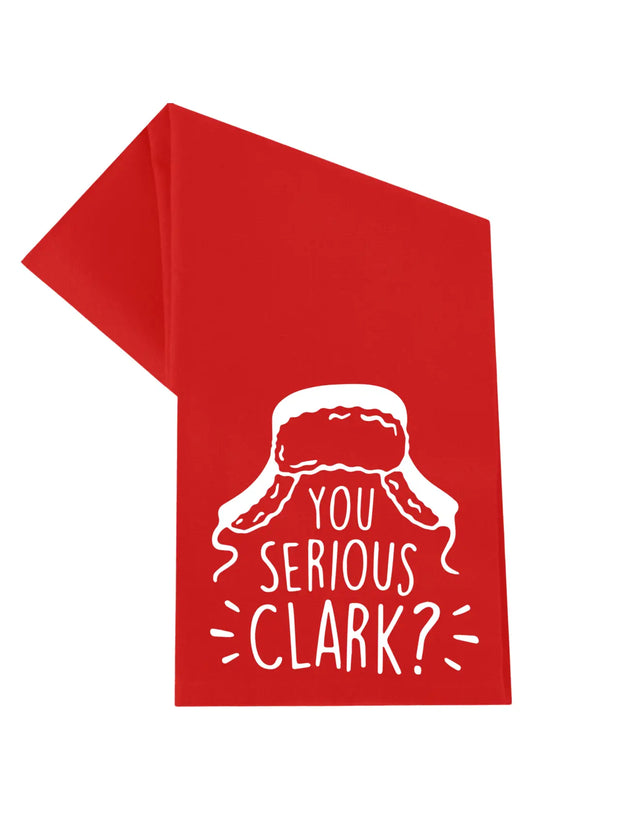 DK Handmade 'You Serious Clark' Red Christmas Tea Towel
