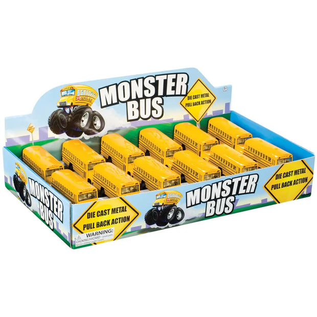 Toysmith Diecast Metal Pull Back Monster Bus- Great Stocking Stuffer!