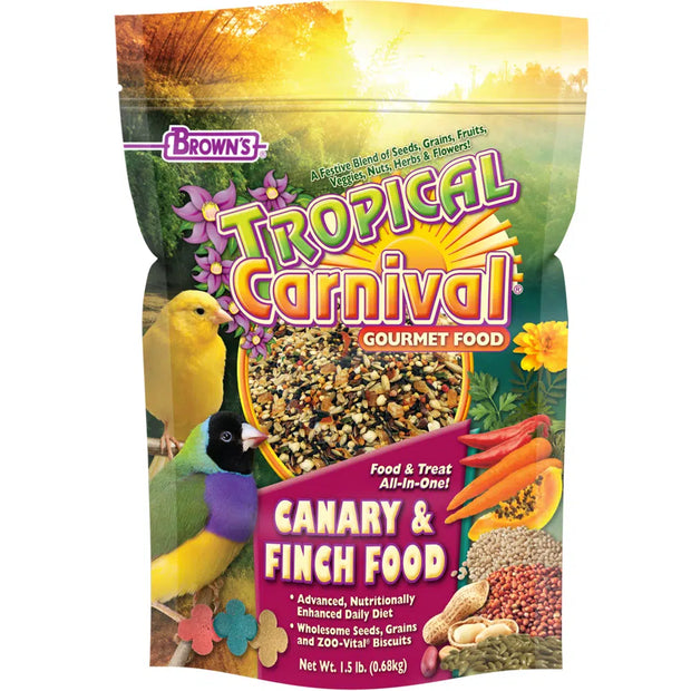 BROWNS Tropical Carnival Gourmet All in One Canary & Finch Food- 1.5 Lb